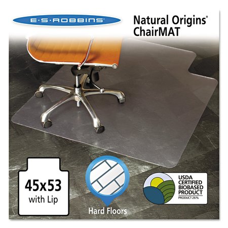 ES ROBBINS Chair Mat 45"x53", Traditional Lip Shape, Clear, for Hard Floor 143012